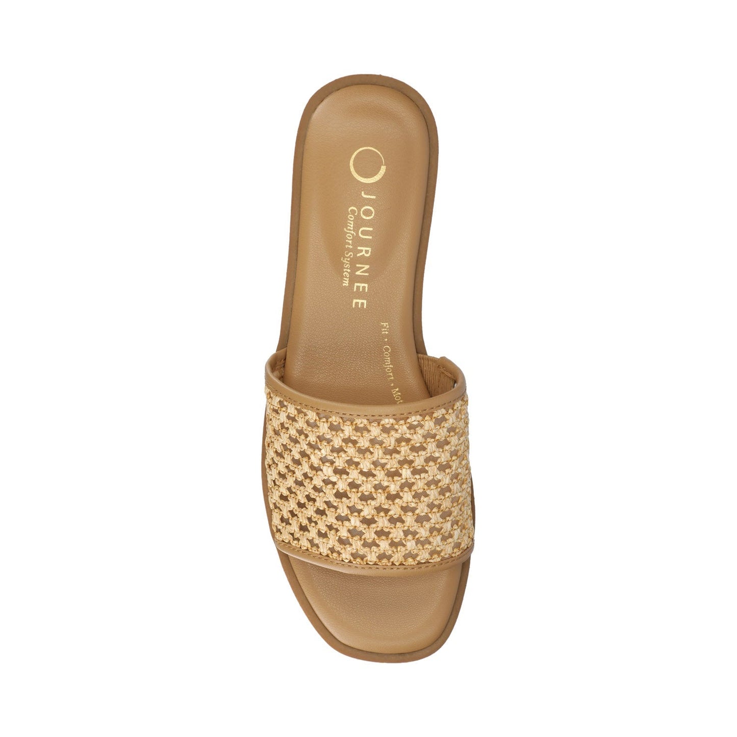 Journee PRISILLA SLIDE SANDALS IN STATEMENT - Cognac Open Raffia