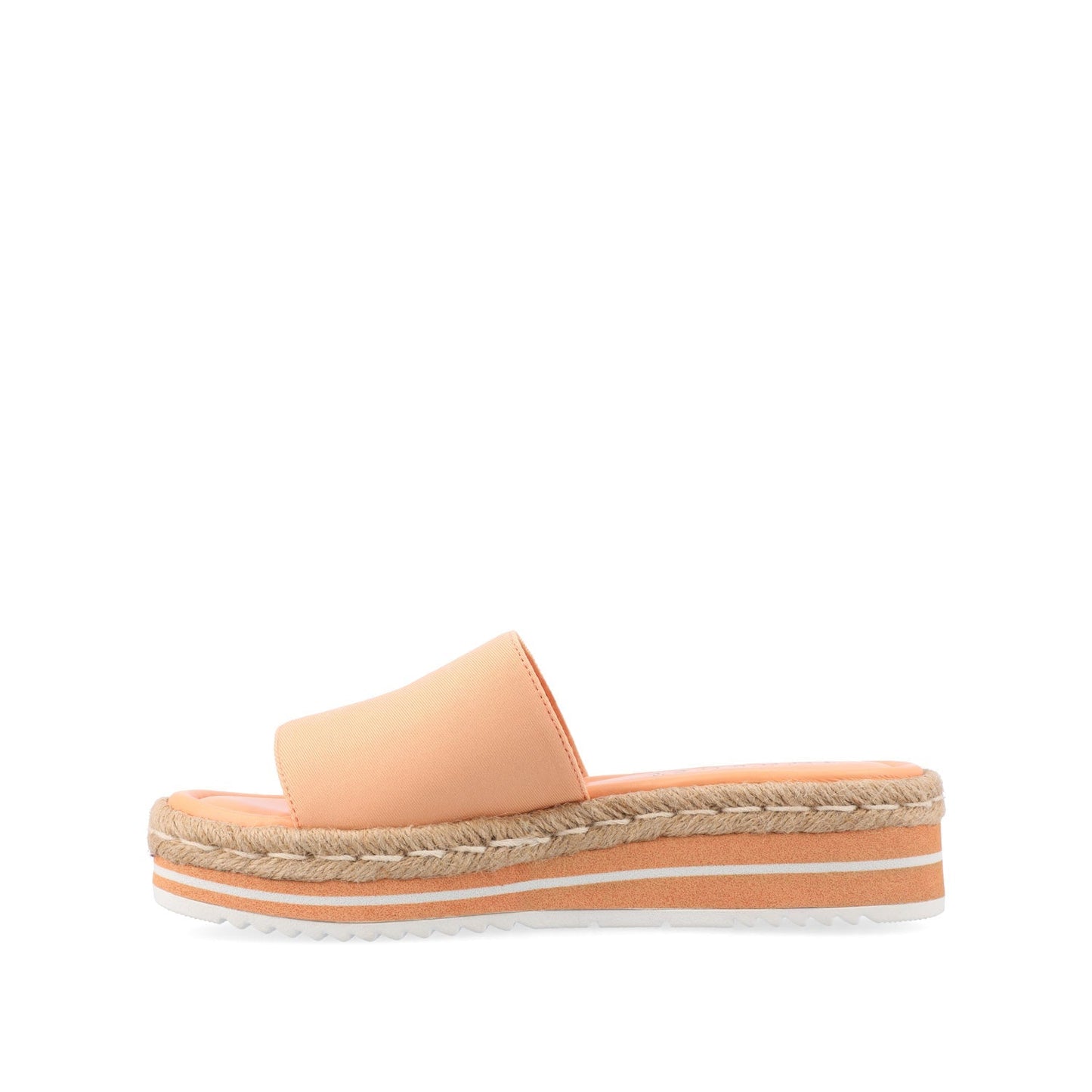 Journee ROSEY ESPADRILLE WEDGE HEELED SLIDE SANDALS IN STATEMENT - Peach