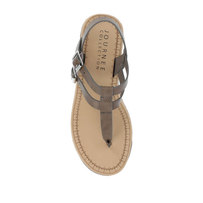 Journee BIANCA WEDGE HEELED SANDALS IN VEGAN LEATHER - Grey PU