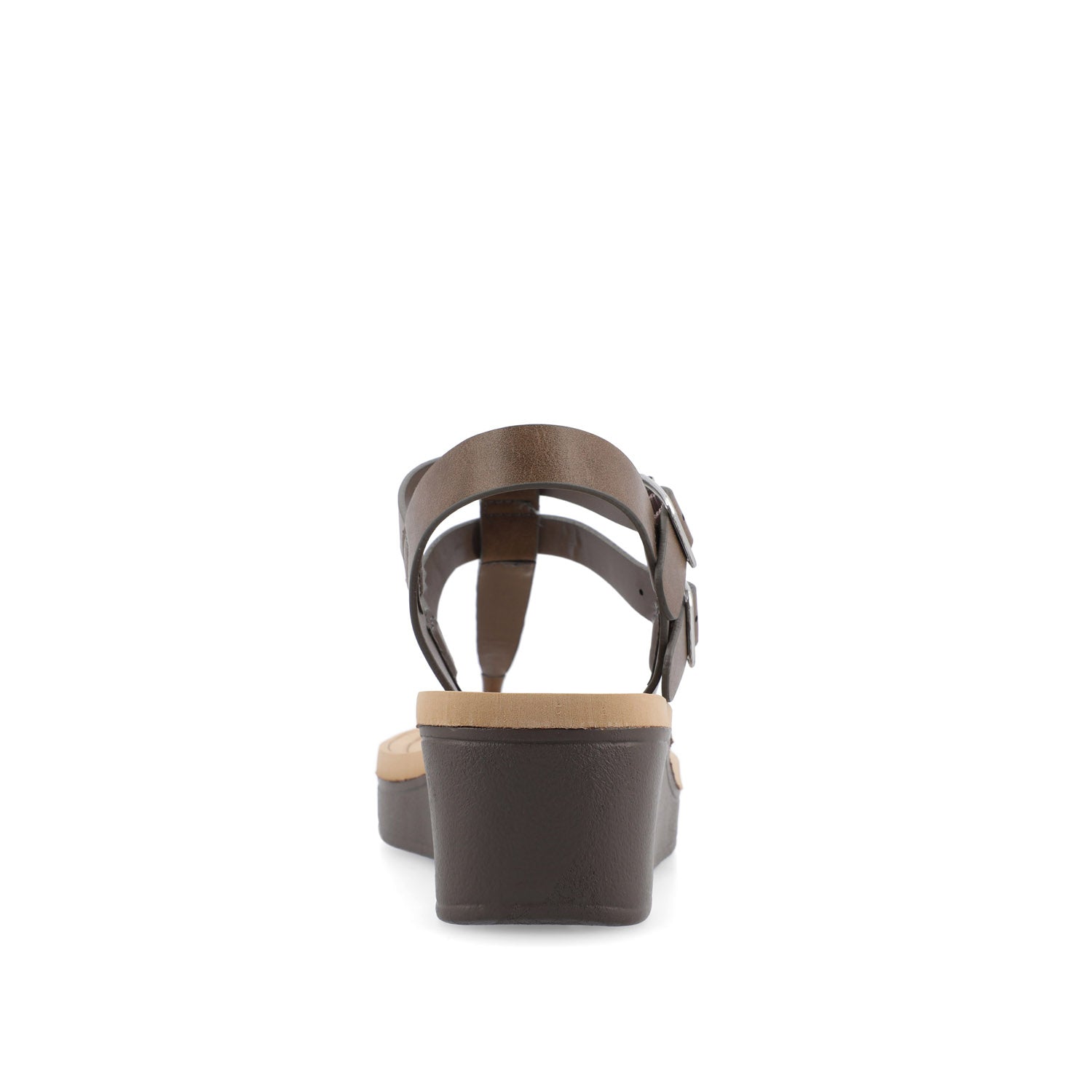 Journee BIANCA WEDGE HEELED SANDALS IN VEGAN LEATHER - Grey PU