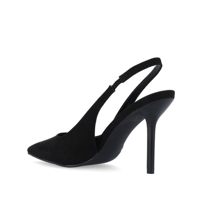 Journee ELENNEY SLINGBACK STILETTO HEELS - Black Faux Suede
