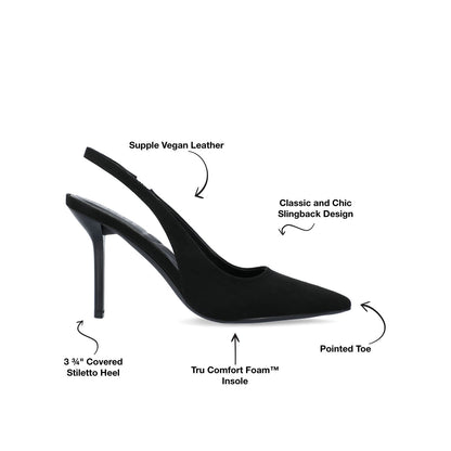 Journee ELENNEY SLINGBACK STILETTO HEELS - Black Faux Suede