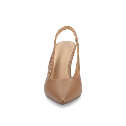 Journee ELENNEY SLINGBACK STILETTO HEELS - Tan PU
