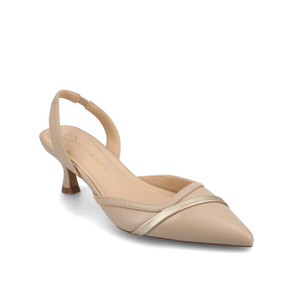 Journee NELLIA SLINGBACK KITTEN HEELS IN TWEED - Taupe PU