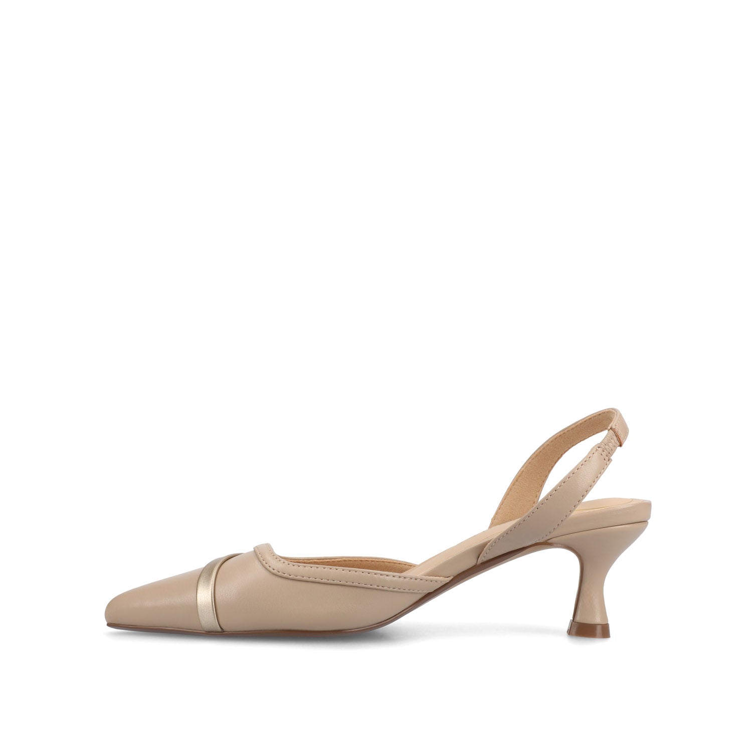 Journee NELLIA SLINGBACK KITTEN HEELS IN TWEED - Taupe PU