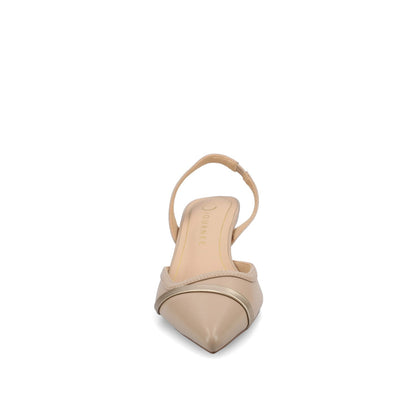 Journee NELLIA SLINGBACK KITTEN HEELS IN TWEED - Taupe PU