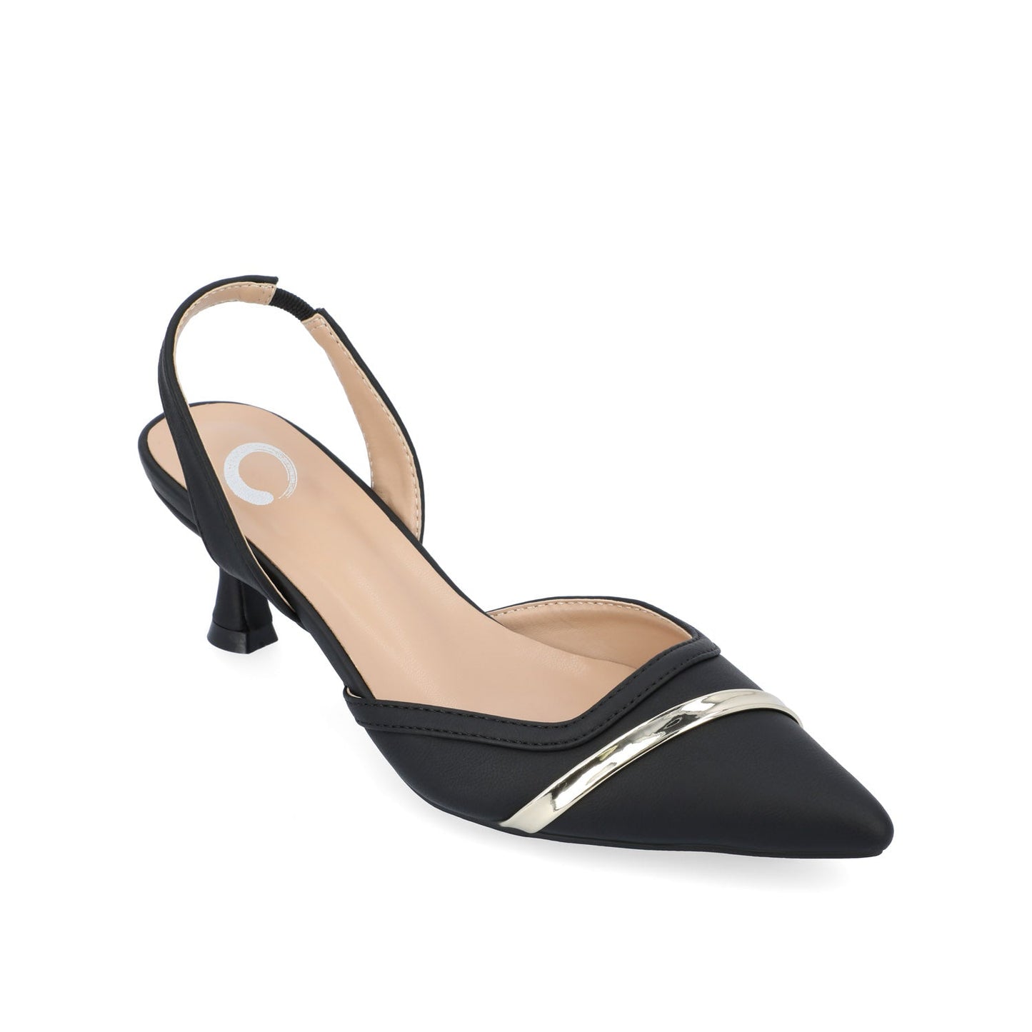 Journee NELLIA SLINGBACK KITTEN HEELS IN TWEED - Black