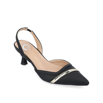 Journee NELLIA SLINGBACK KITTEN HEELS IN TWEED - Black
