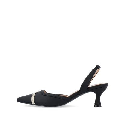 Journee NELLIA SLINGBACK KITTEN HEELS IN TWEED - Black