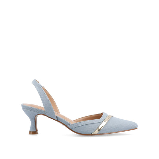 Journee NELLIA SLINGBACK KITTEN HEELS IN TWEED - Light Denim