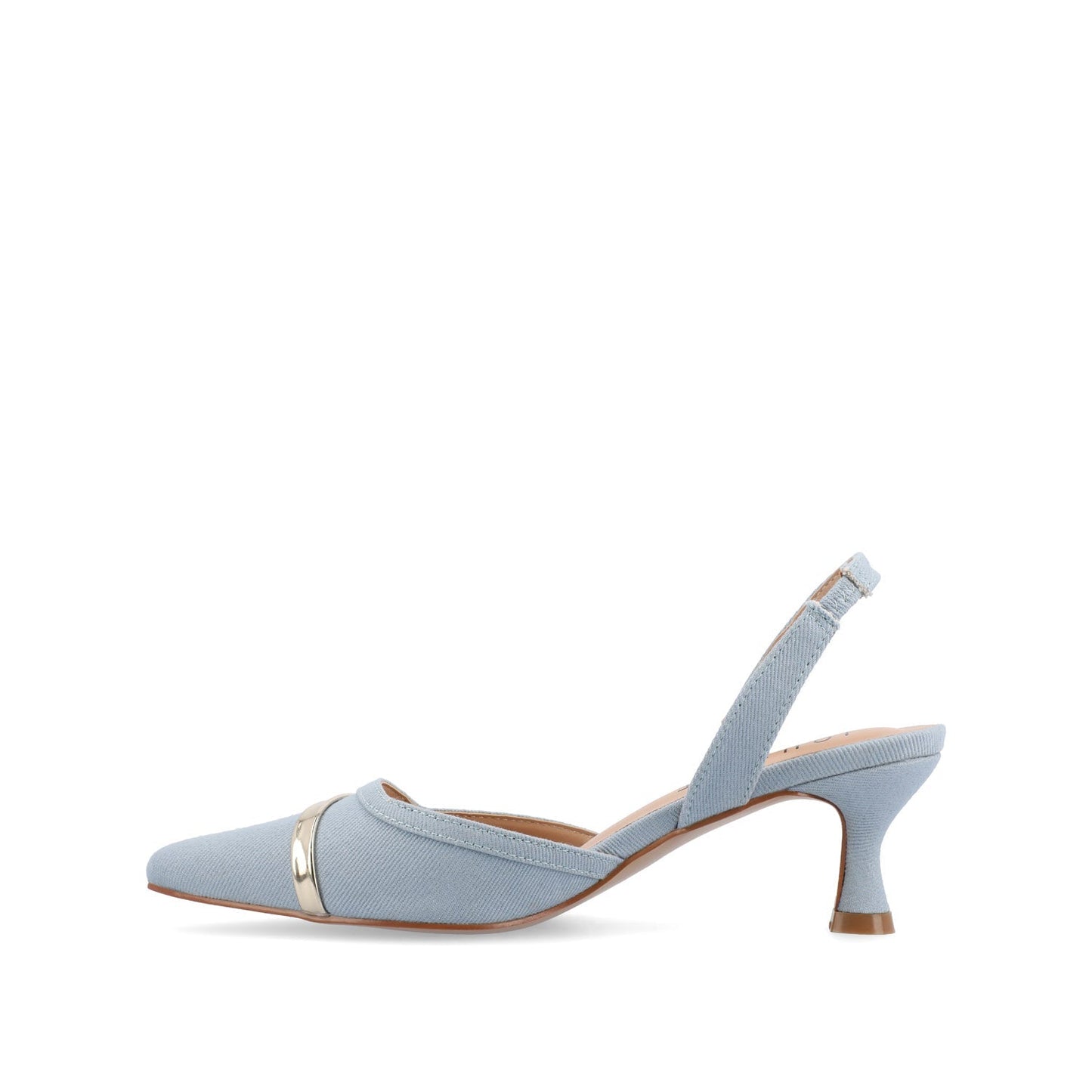 Journee NELLIA SLINGBACK KITTEN HEELS IN TWEED - Light Denim