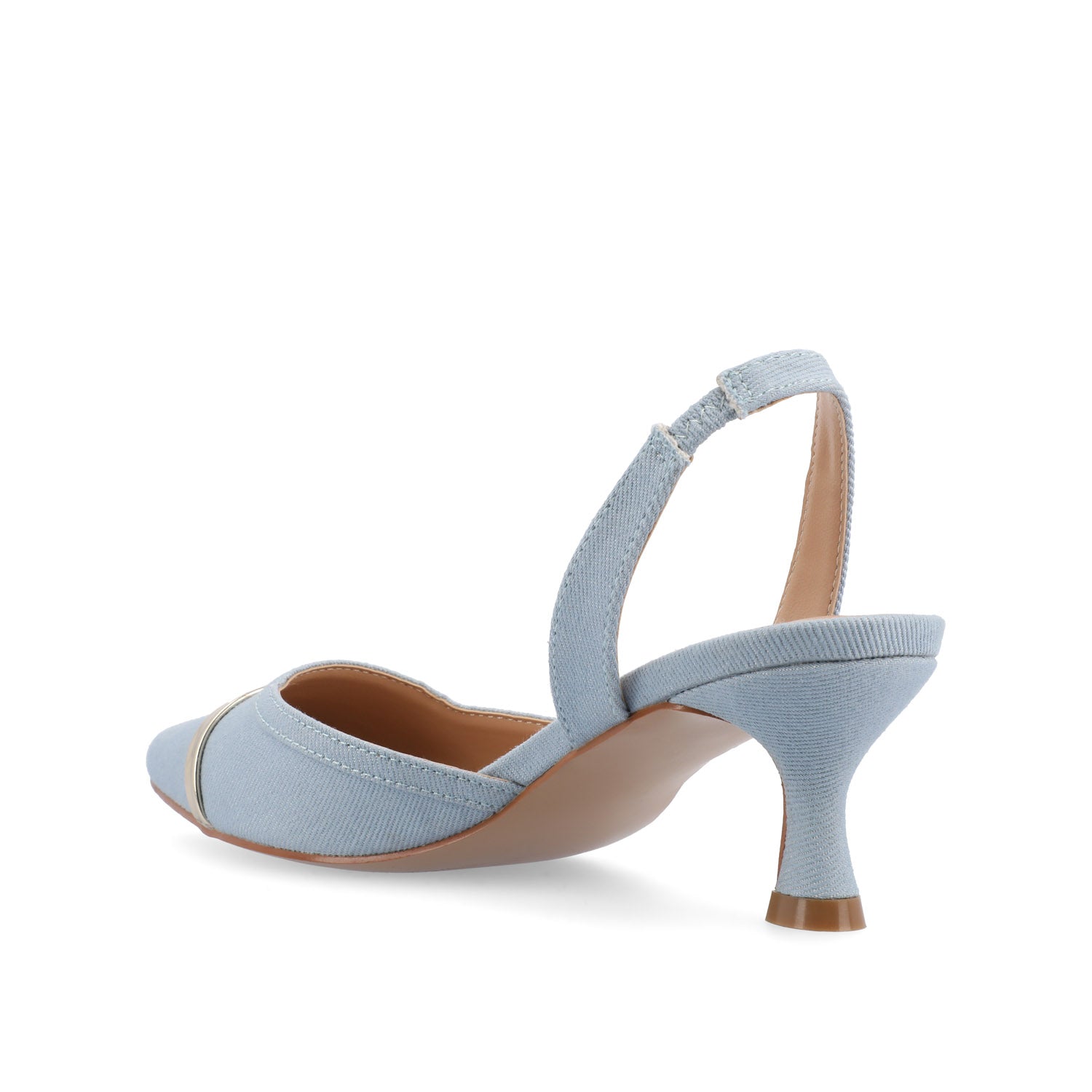 Journee NELLIA SLINGBACK KITTEN HEELS IN TWEED - Light Denim