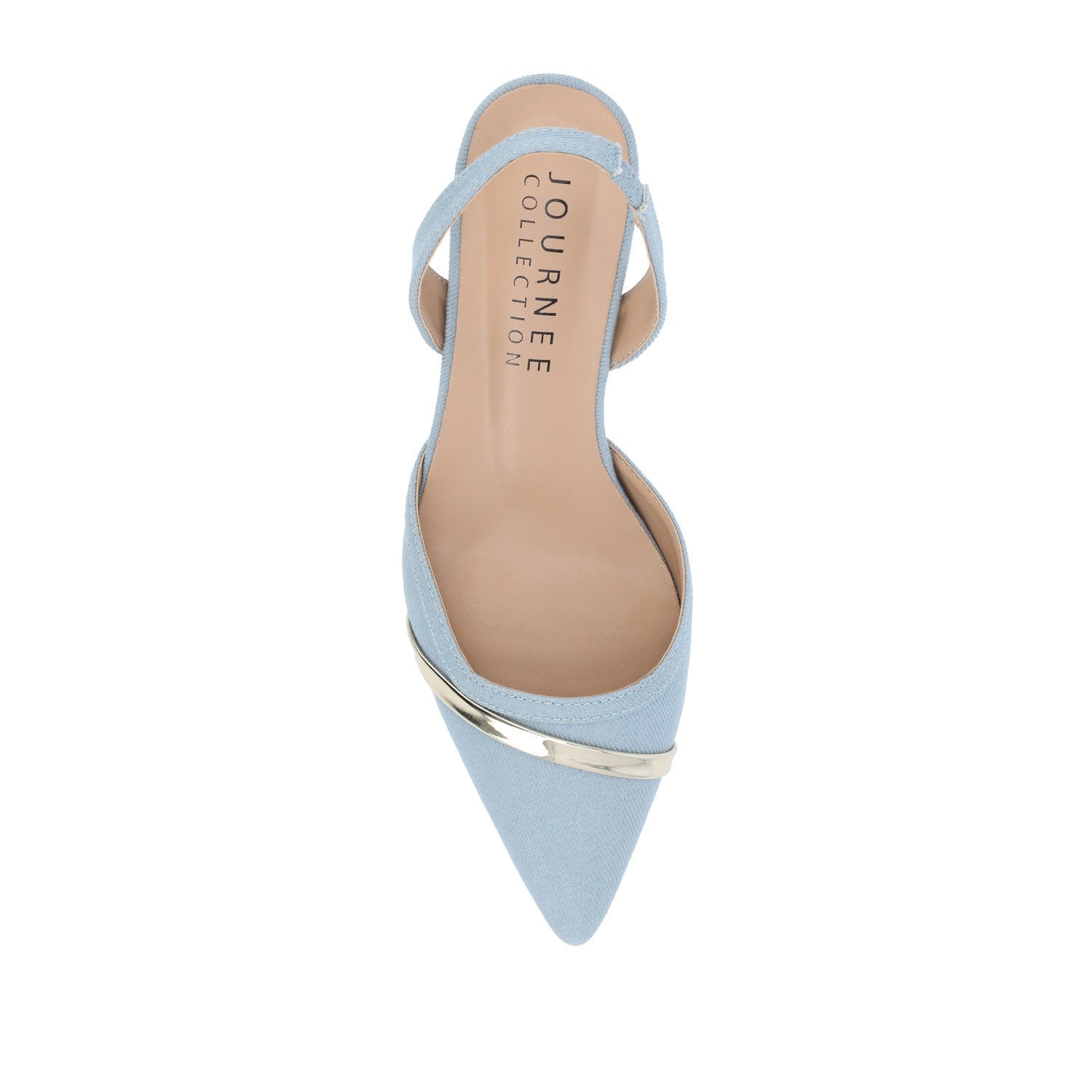 Journee NELLIA SLINGBACK KITTEN HEELS IN TWEED - Light Denim