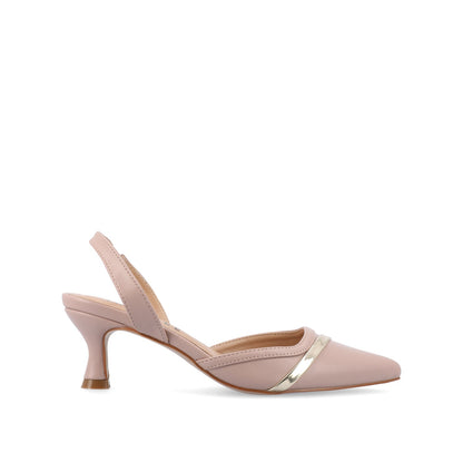 Journee NELLIA SLINGBACK KITTEN HEELS IN TWEED - Blush