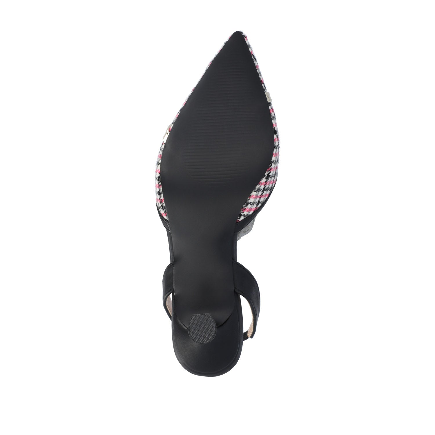 Journee NELLIA SLINGBACK KITTEN HEELS IN TWEED - Black and Pink Houndstooth