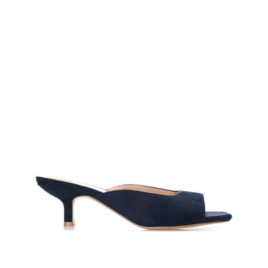 Journee LARNA FAUX SUEDE PEEP TOE KITTEN HEELS - Navy Nubuck
