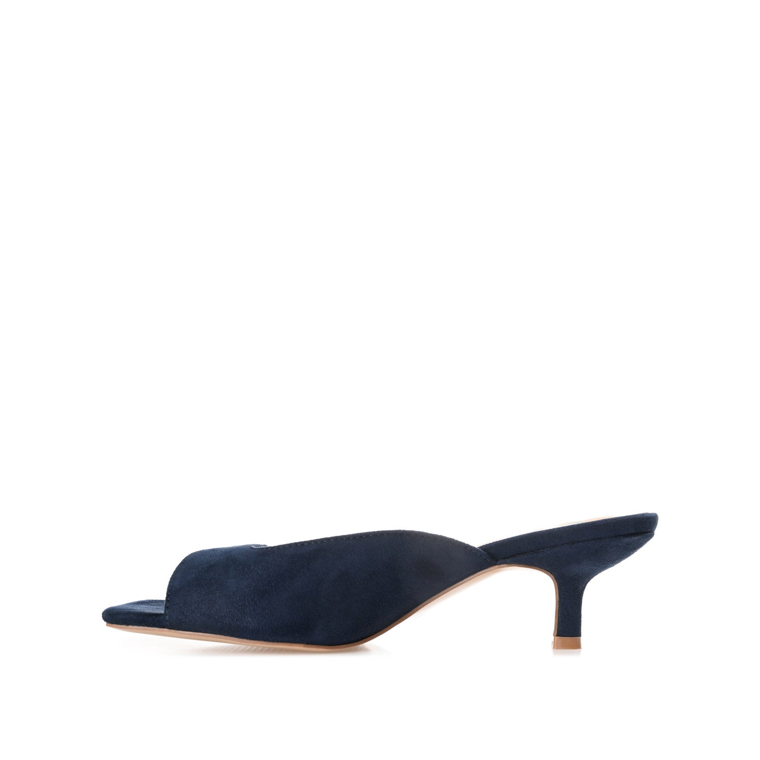 Journee LARNA FAUX SUEDE PEEP TOE KITTEN HEELS - Navy Nubuck