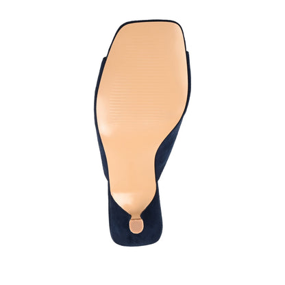 Journee LARNA FAUX SUEDE PEEP TOE KITTEN HEELS - Navy Nubuck