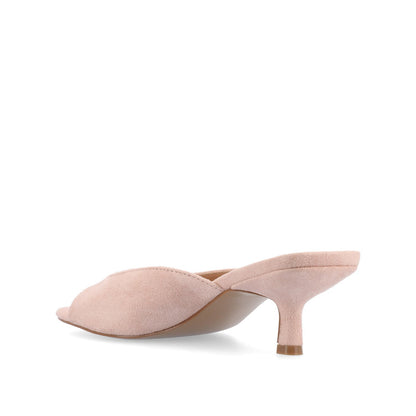 Journee LARNA FAUX SUEDE PEEP TOE KITTEN HEELS - Pink