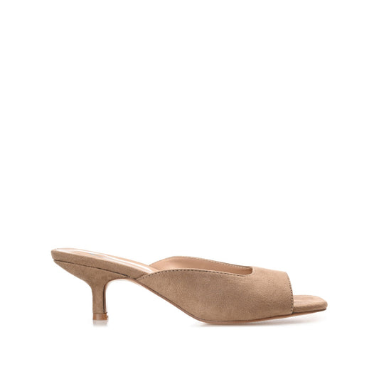 Journee LARNA FAUX SUEDE PEEP TOE KITTEN HEELS - Taupe