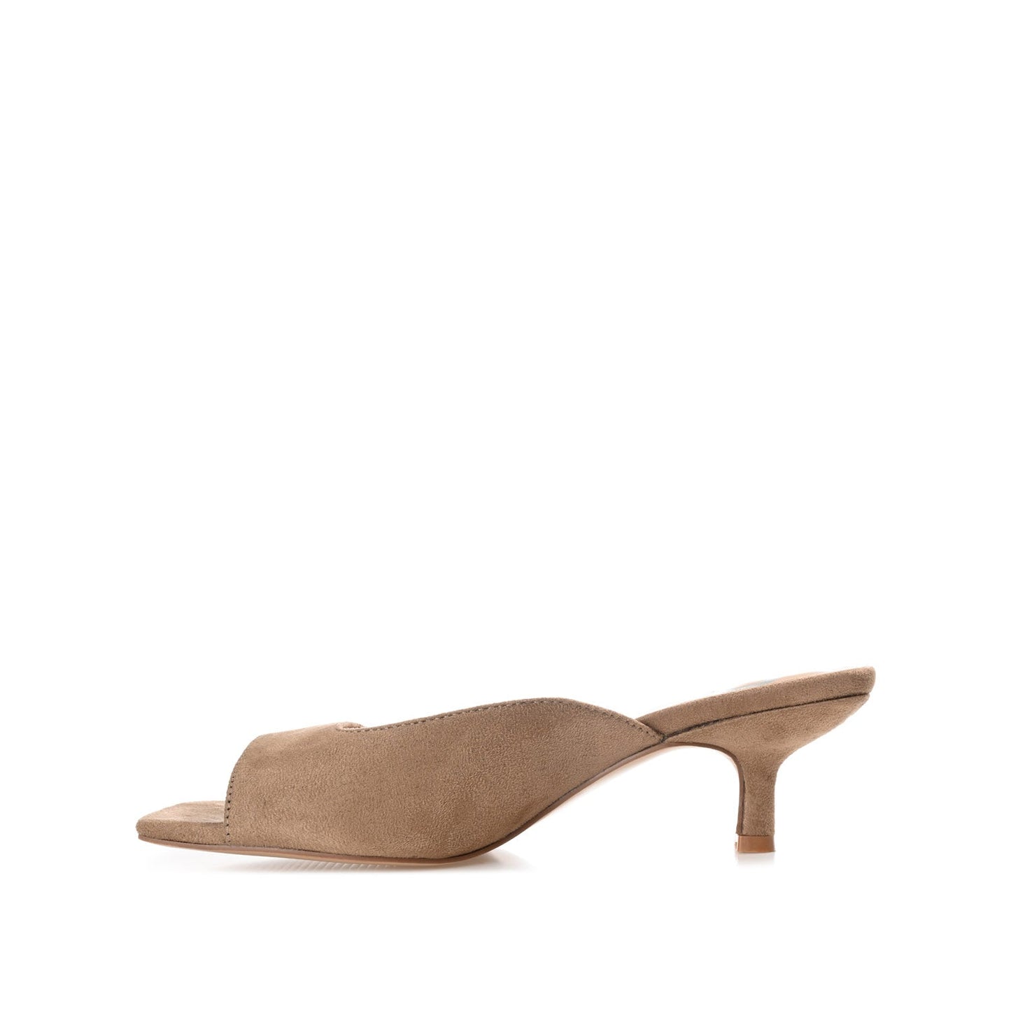 Journee LARNA FAUX SUEDE PEEP TOE KITTEN HEELS - Taupe