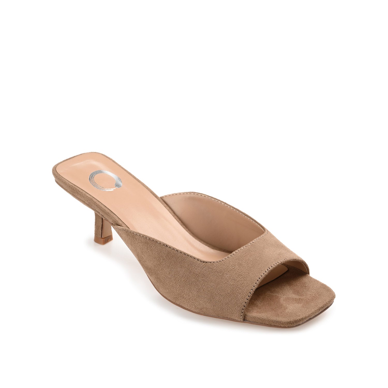 Journee LARNA FAUX SUEDE PEEP TOE KITTEN HEELS - Taupe