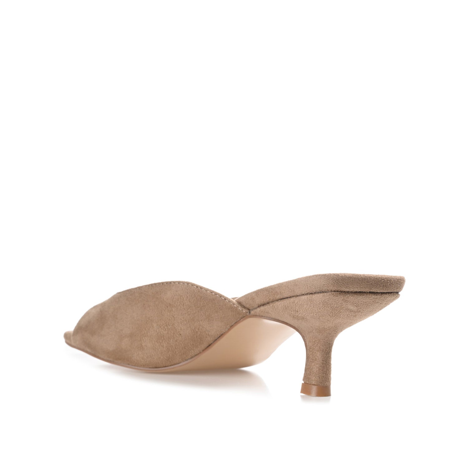 Journee LARNA FAUX SUEDE PEEP TOE KITTEN HEELS - Taupe