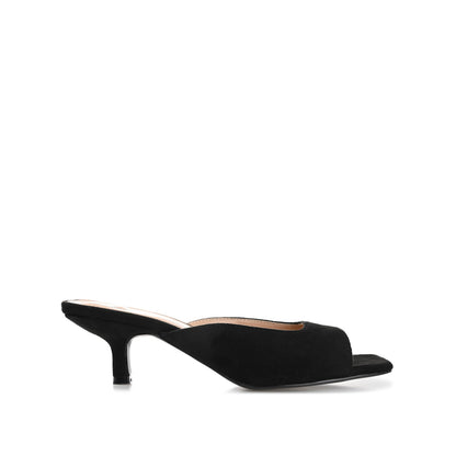 Journee LARNA FAUX SUEDE PEEP TOE KITTEN HEELS - Black