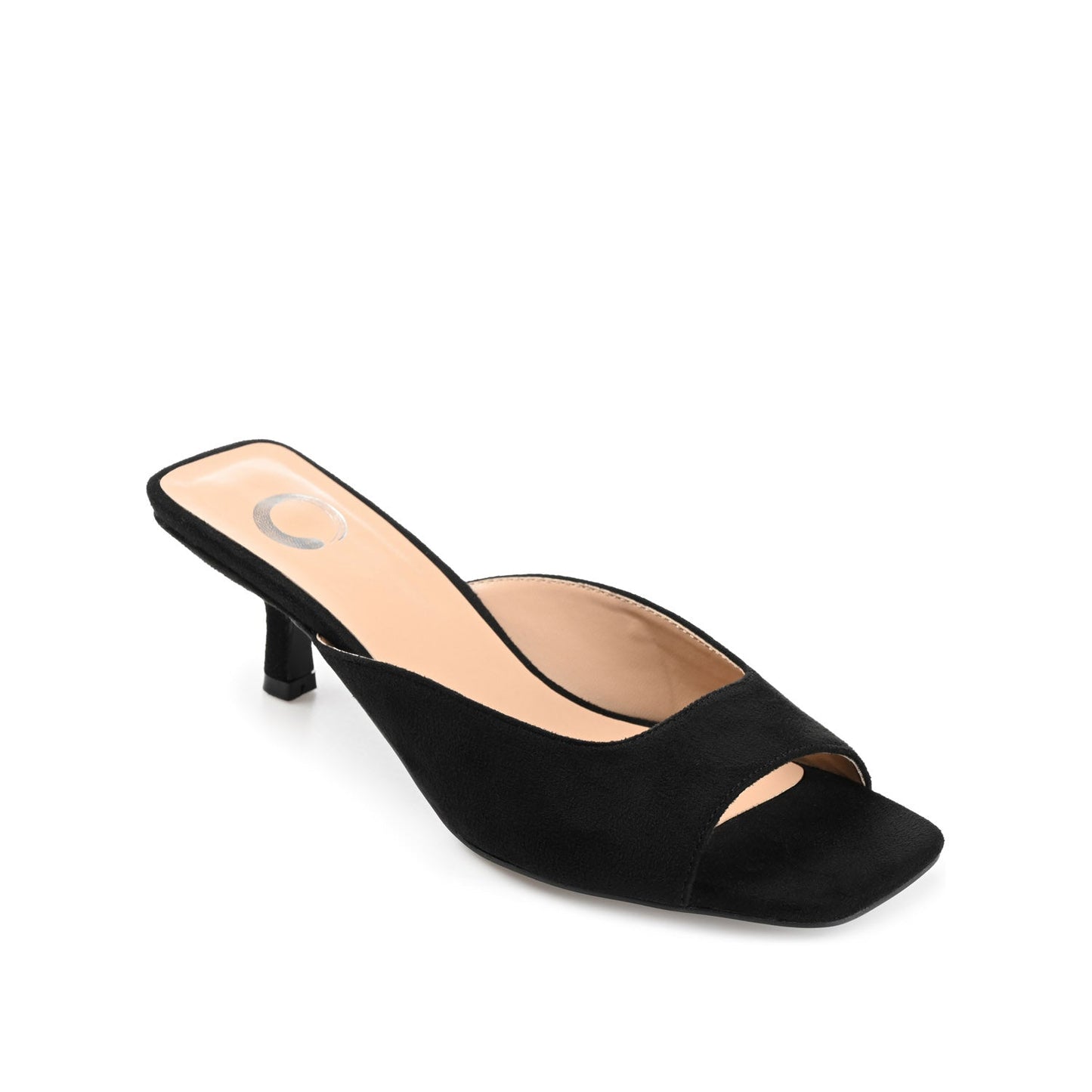 Journee LARNA FAUX SUEDE PEEP TOE KITTEN HEELS - Black