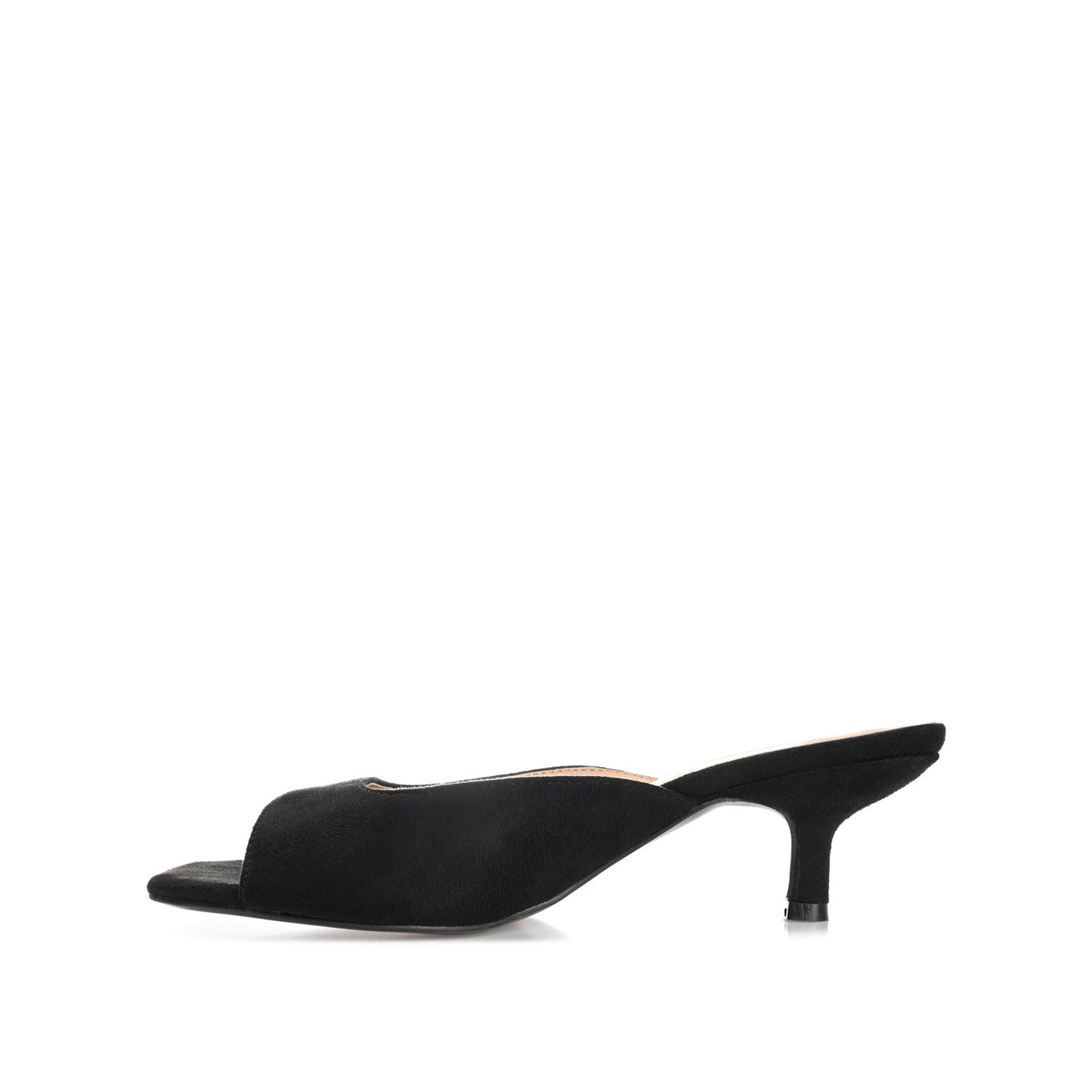 Journee LARNA FAUX SUEDE PEEP TOE KITTEN HEELS - Black