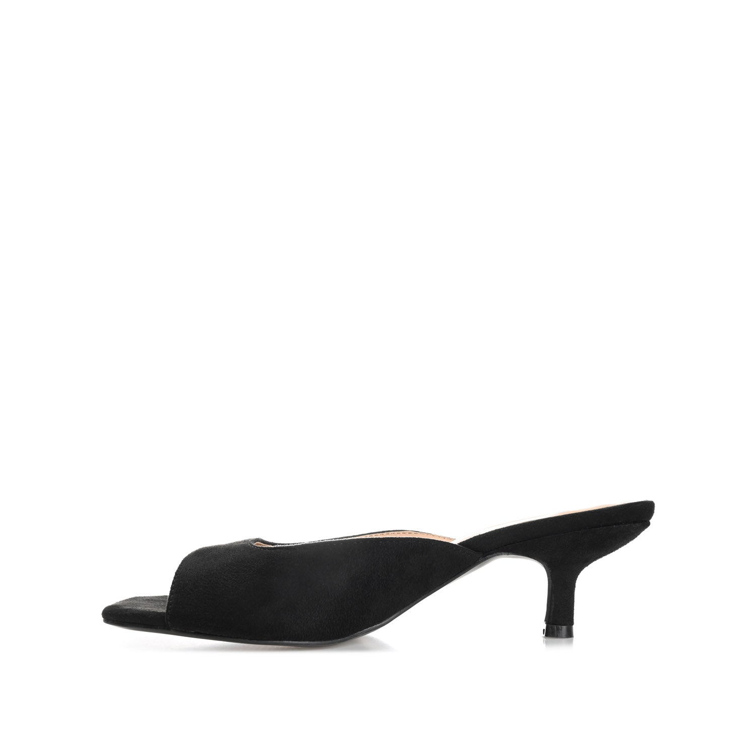 Journee LARNA FAUX SUEDE PEEP TOE KITTEN HEELS - Black