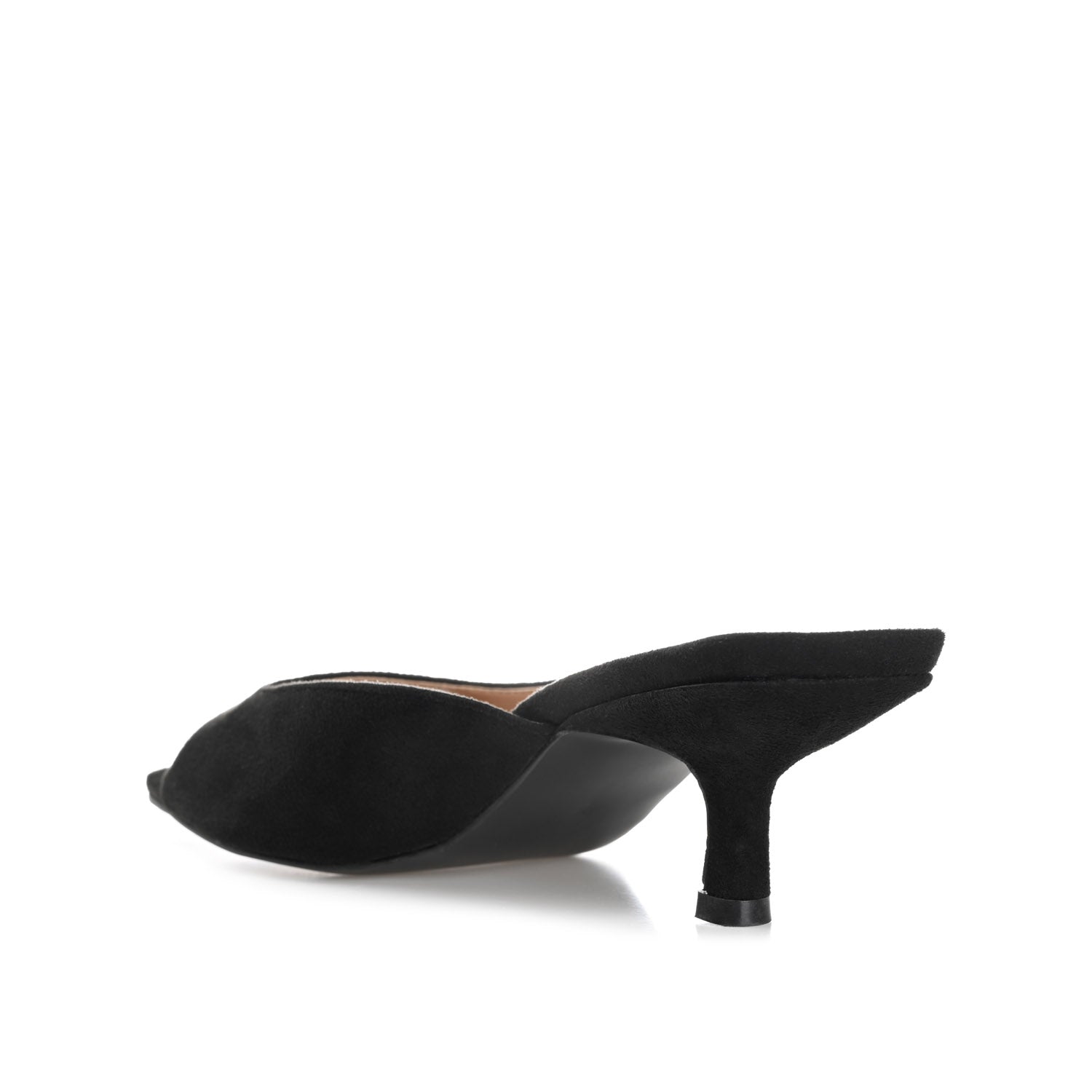 Journee LARNA FAUX SUEDE PEEP TOE KITTEN HEELS - Black