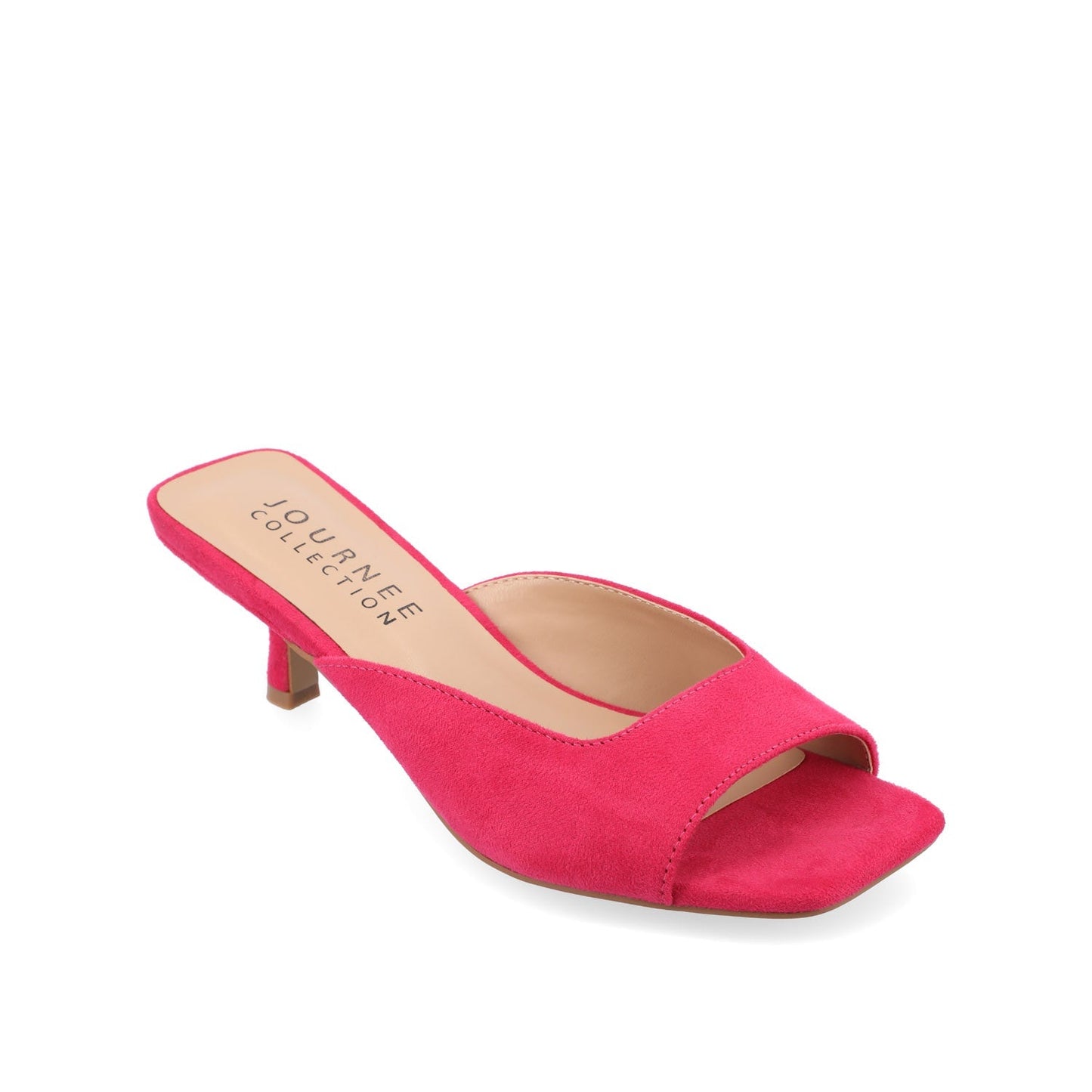 Journee LARNA FAUX SUEDE PEEP TOE KITTEN HEELS - Fuchsia