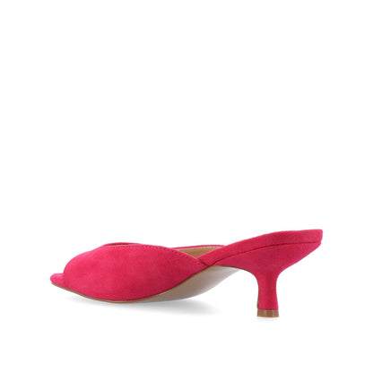 Journee LARNA FAUX SUEDE PEEP TOE KITTEN HEELS - Fuchsia