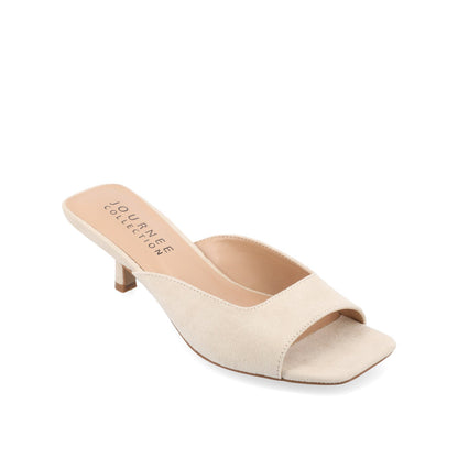 Journee LARNA FAUX SUEDE PEEP TOE KITTEN HEELS - Bone
