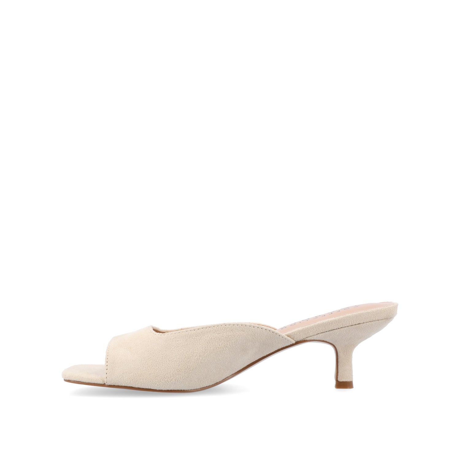 Journee LARNA FAUX SUEDE PEEP TOE KITTEN HEELS - Bone