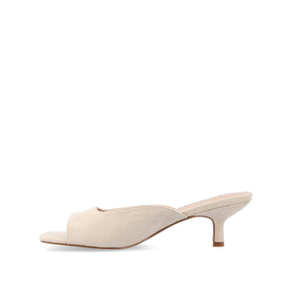 Journee LARNA FAUX SUEDE PEEP TOE KITTEN HEELS - Bone