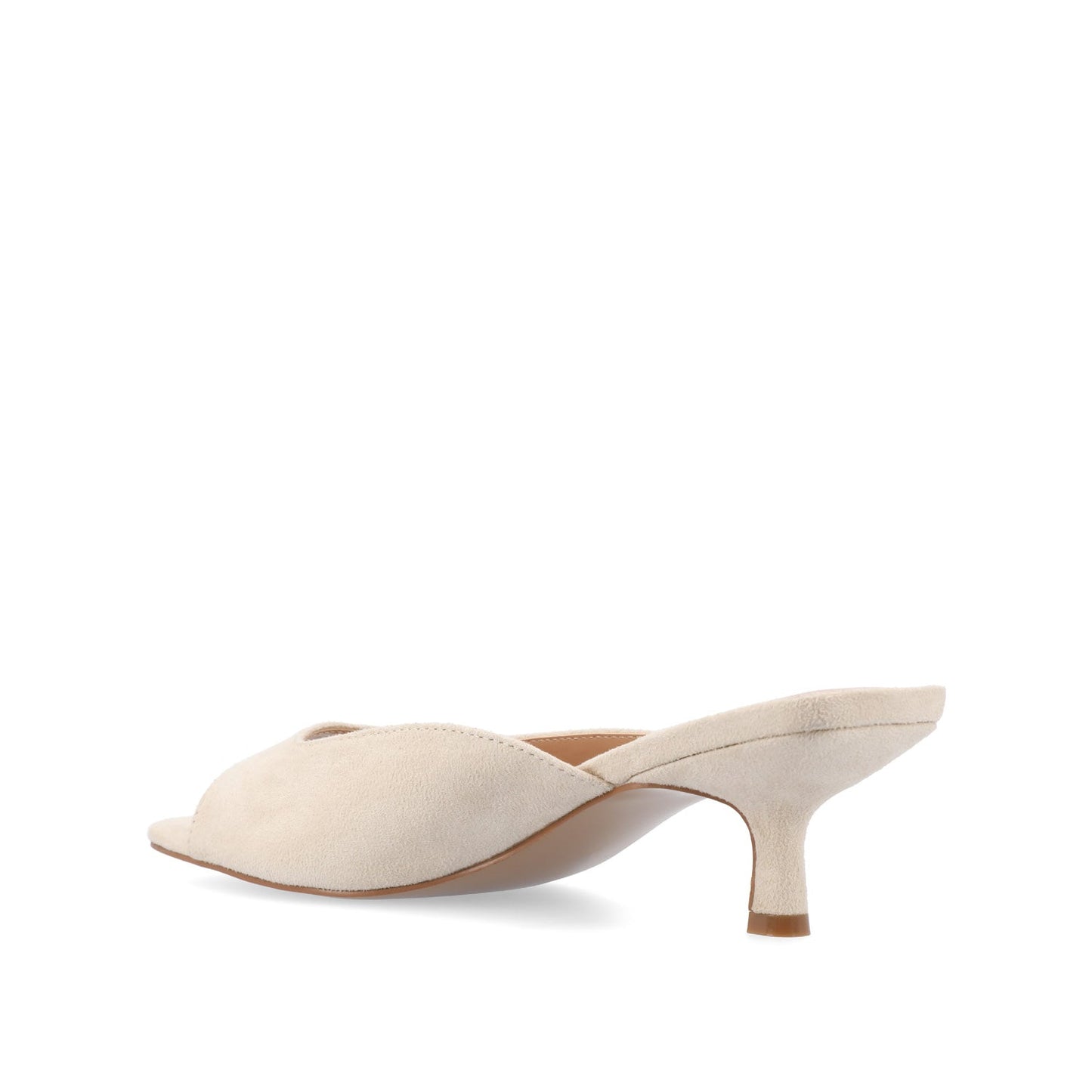Journee LARNA FAUX SUEDE PEEP TOE KITTEN HEELS - Bone