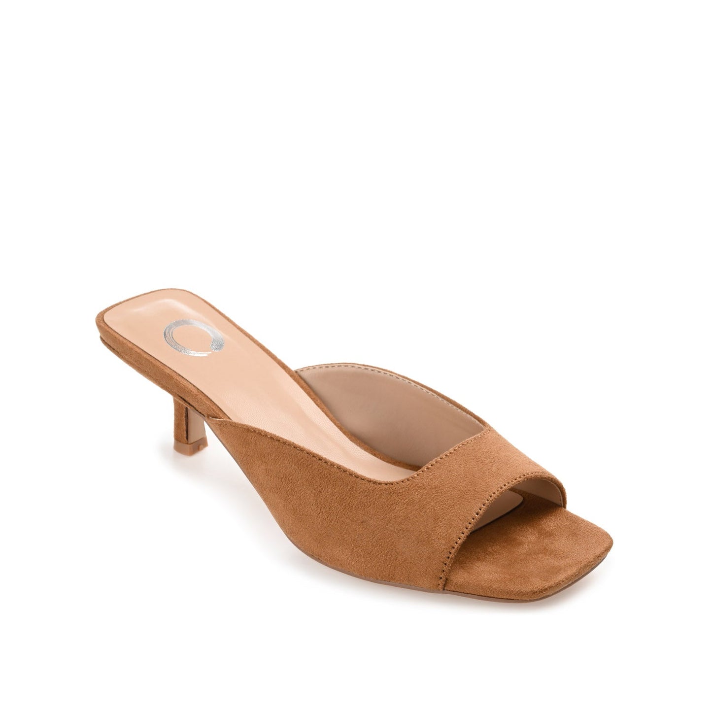 Journee LARNA FAUX SUEDE PEEP TOE KITTEN HEELS - Tan