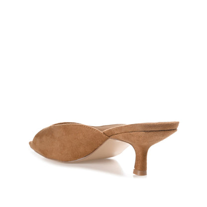Journee LARNA FAUX SUEDE PEEP TOE KITTEN HEELS - Tan