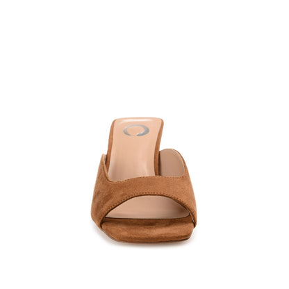 Journee LARNA FAUX SUEDE PEEP TOE KITTEN HEELS - Tan