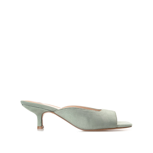 Journee LARNA FAUX SUEDE PEEP TOE KITTEN HEELS - Sage