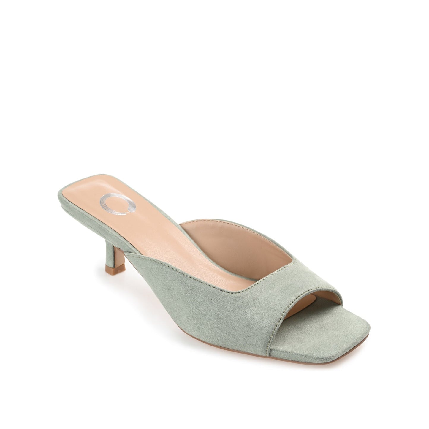 Journee LARNA FAUX SUEDE PEEP TOE KITTEN HEELS - Sage