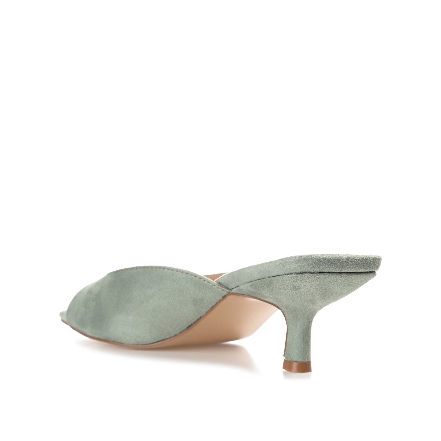 Journee LARNA FAUX SUEDE PEEP TOE KITTEN HEELS - Sage