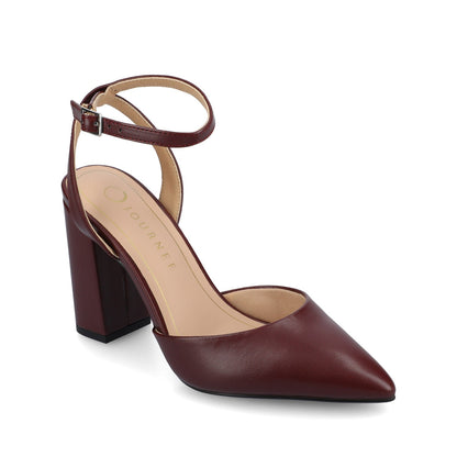 Journee TYYRA BLOCK HEELS IN FAUX SUEDE - Oxblood Nubuck