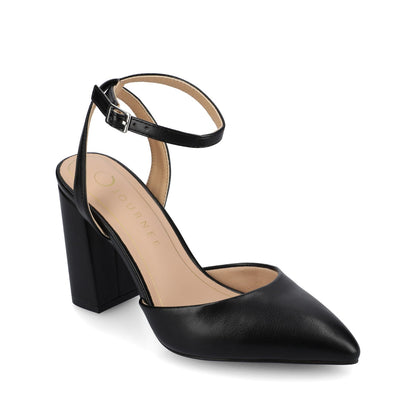 Journee TYYRA BLOCK HEELS IN FAUX SUEDE - Black PU