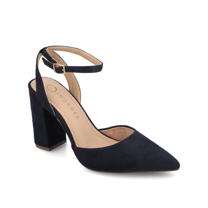 Journee TYYRA BLOCK HEELS IN FAUX SUEDE - Navy Nubuck