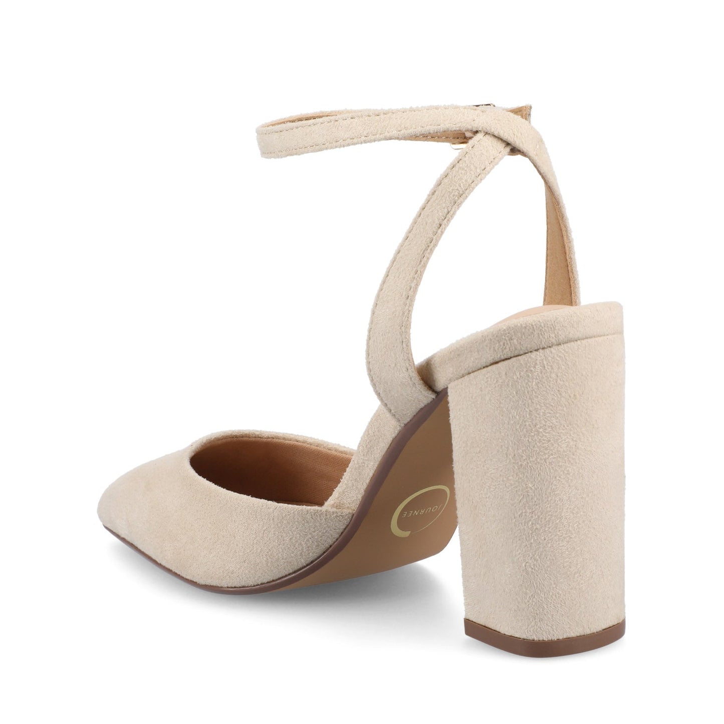 Journee TYYRA BLOCK HEELS IN FAUX SUEDE - Nude