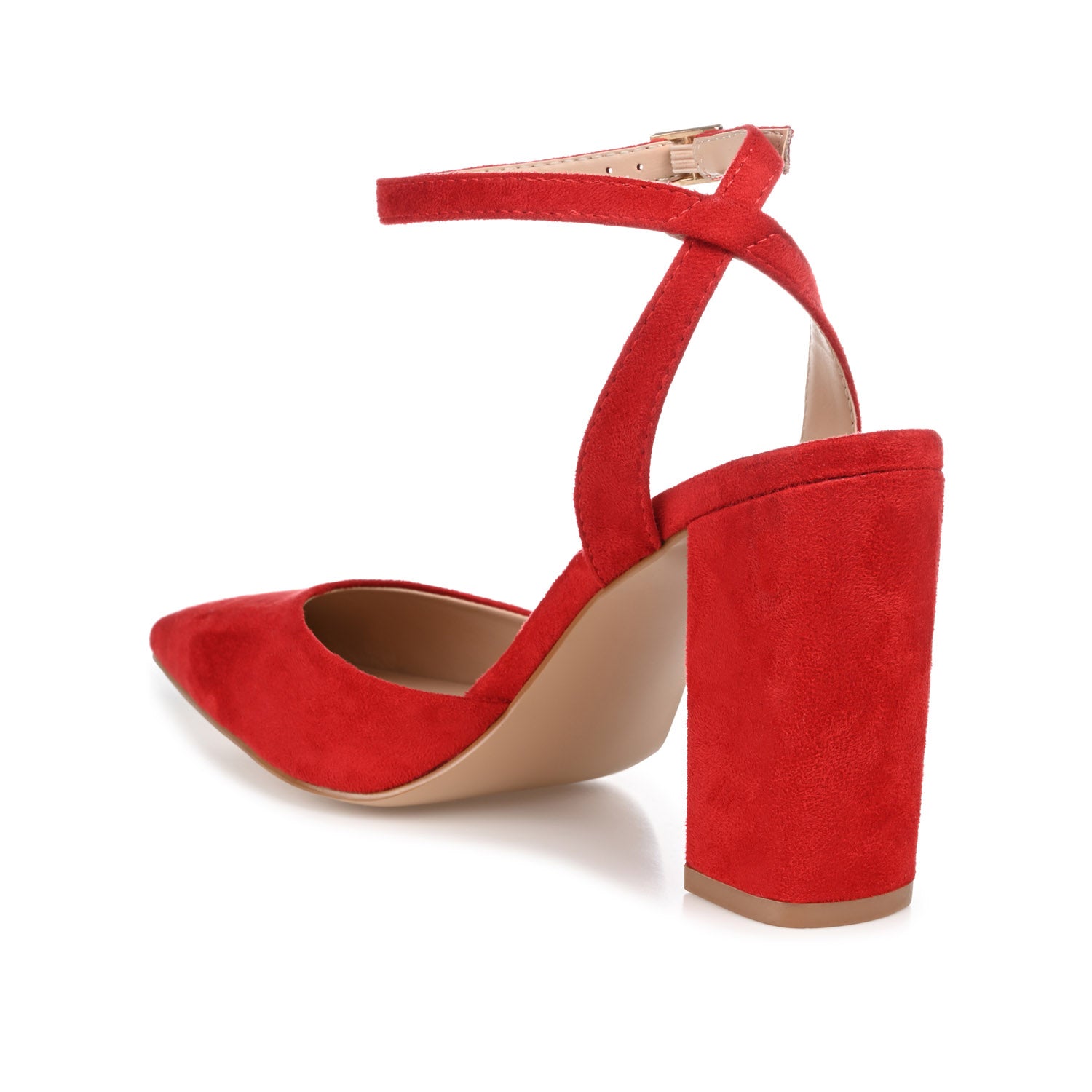 Journee TYYRA BLOCK HEELS IN FAUX SUEDE - Red