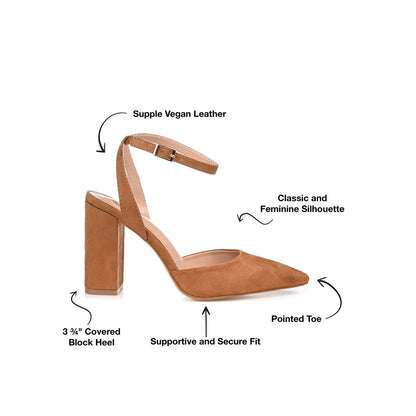 Journee TYYRA BLOCK HEELS IN FAUX SUEDE - Tan